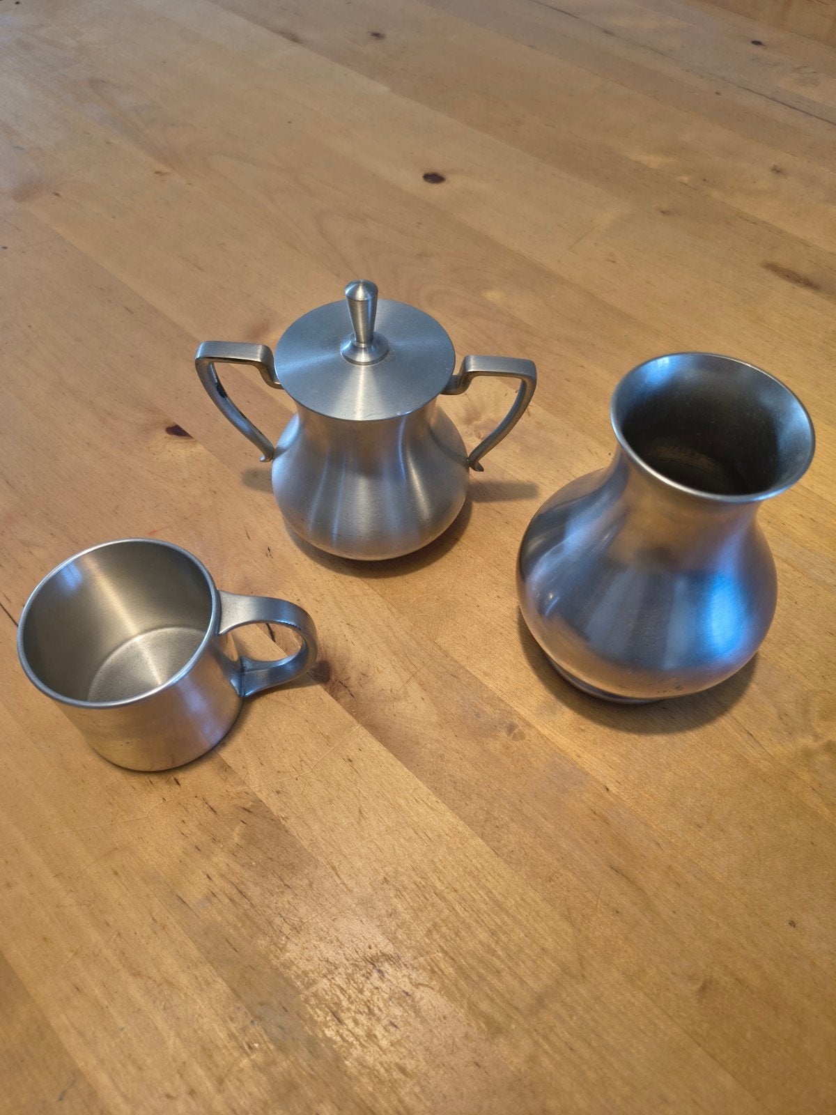Vintage Tin Collectie: Suikerpot, Mok en Vaasje, Antiek en Kunst, Ophalen of Verzenden