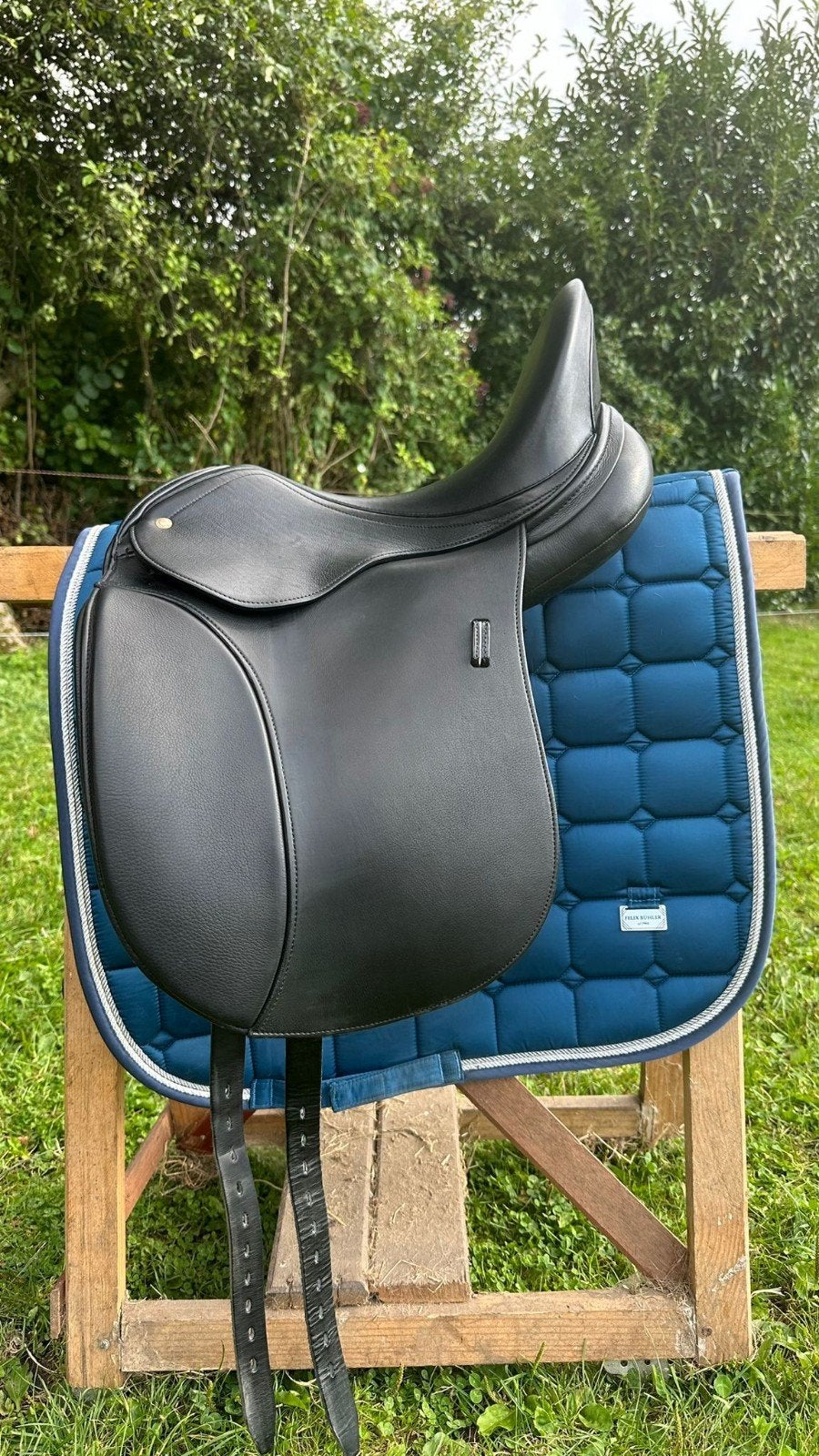te koop: Schleese dressuur zadel, model NINA, ZWART, seat 17, Dieren en Toebehoren, Ophalen, Dressuur, M (17 inch), Zo goed als nieuw