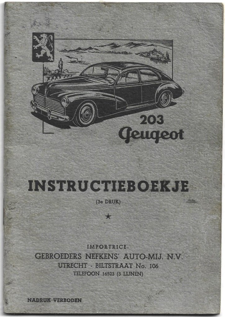 Peugeot 203 Instructieboek handleiding, Verzenden