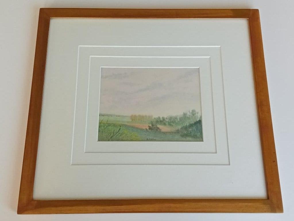 Aquarel van landschap - Jean Louis de la Colline, Ophalen, Landschap, Papier, Origineel werk