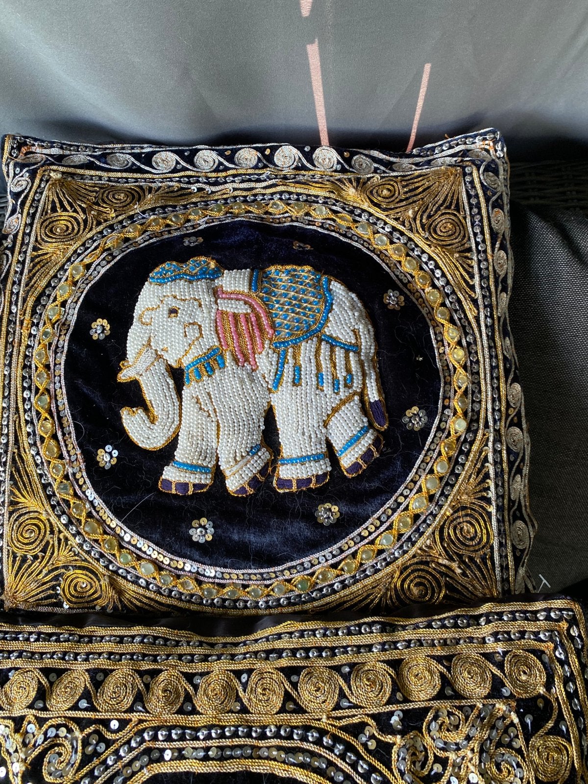 Kussen india olifant tailand olifanten, Ophalen of Verzenden, Zo goed als nieuw, Vierkant