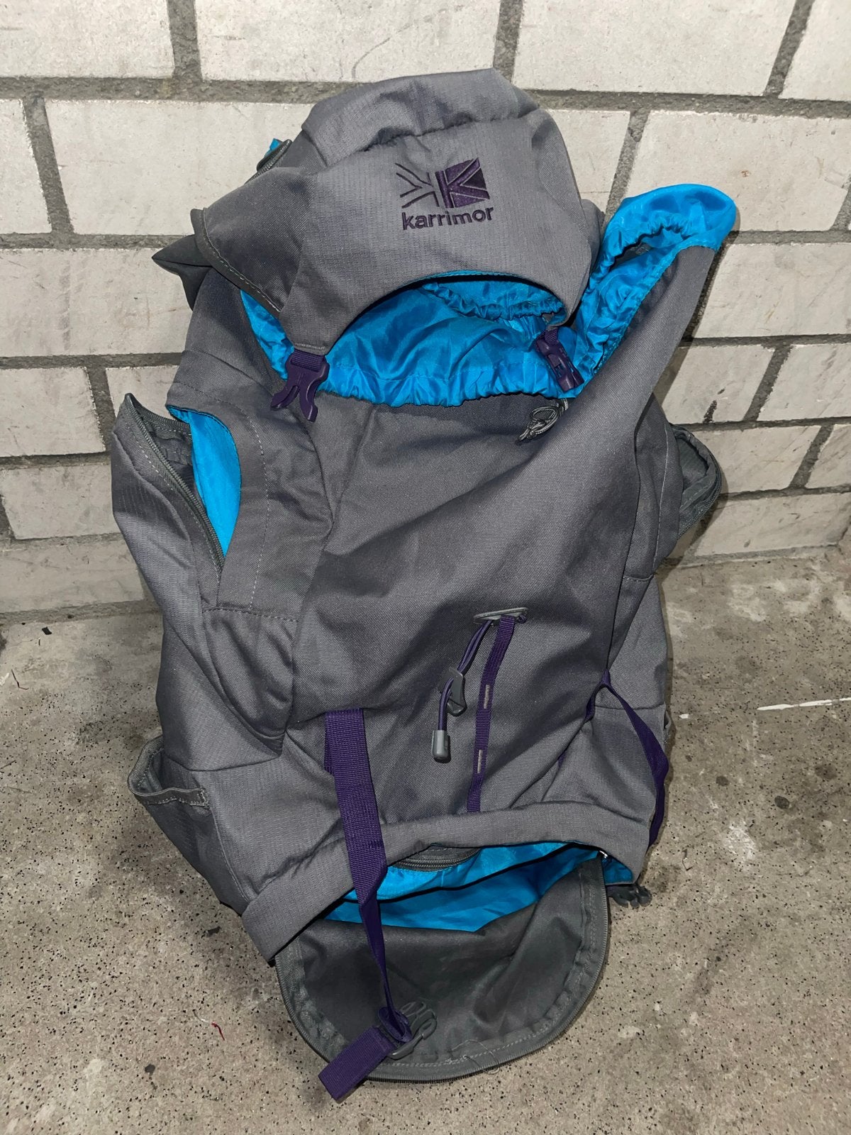 Karrimor Rugzak Grijs/Blauw - Ideaal voor Trekking, Gebruikt, 25 tot 40 cm, Ophalen of Verzenden, Trekking