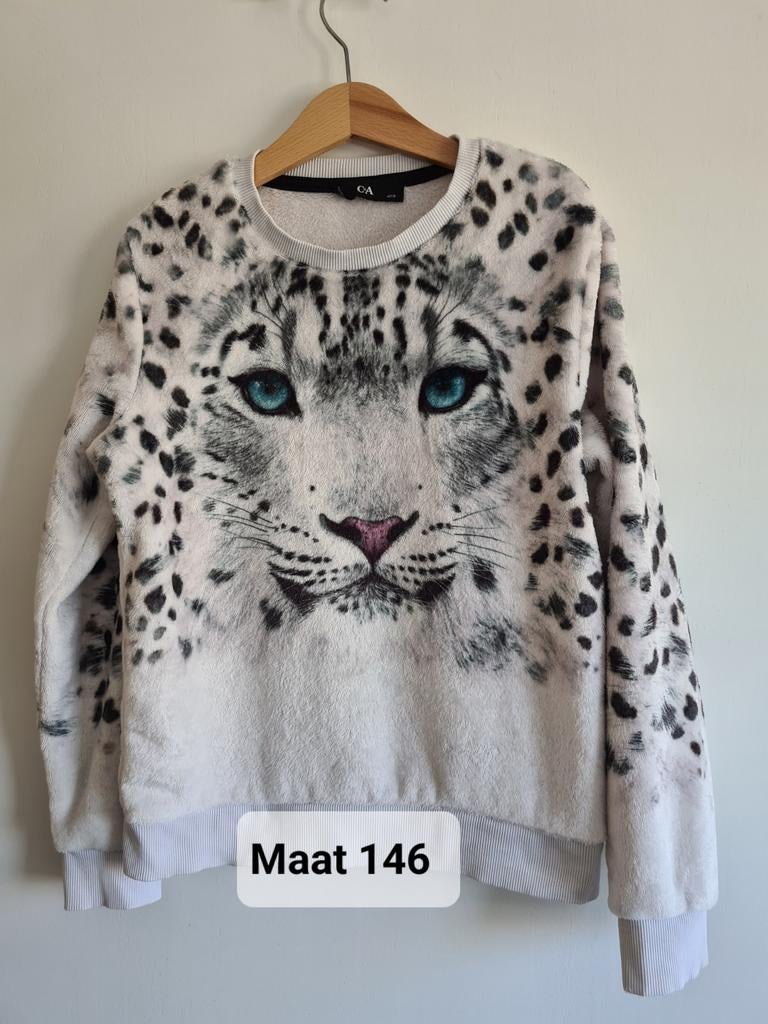 Zachte ecru trui met tijgerprint van C&A Mt 146, C&A, Meisje, Trui of Vest, Ophalen of Verzenden