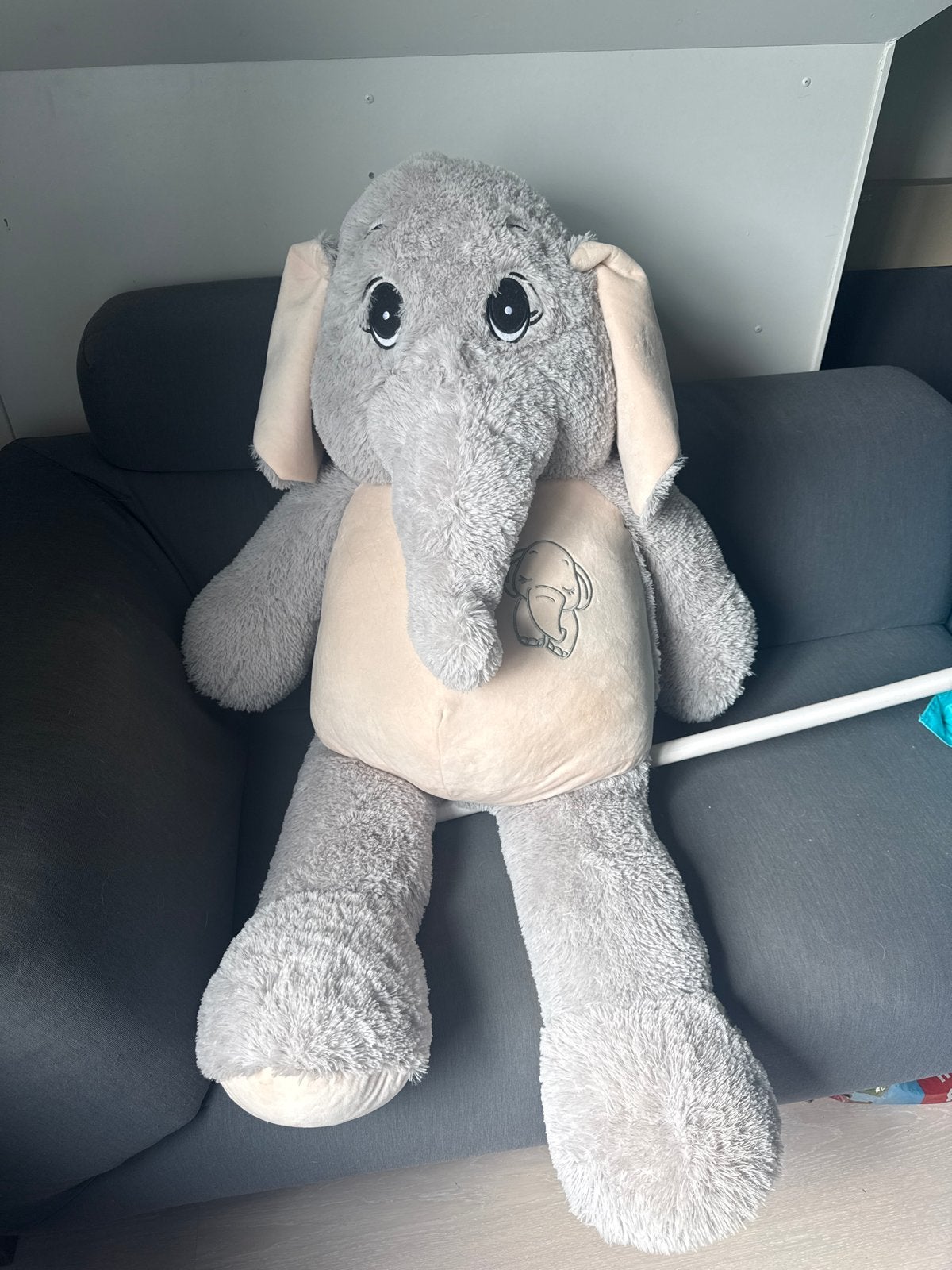 Grote pluche olifant - 120 cm, Ophalen, Grijs, Zo goed als nieuw, Olifant