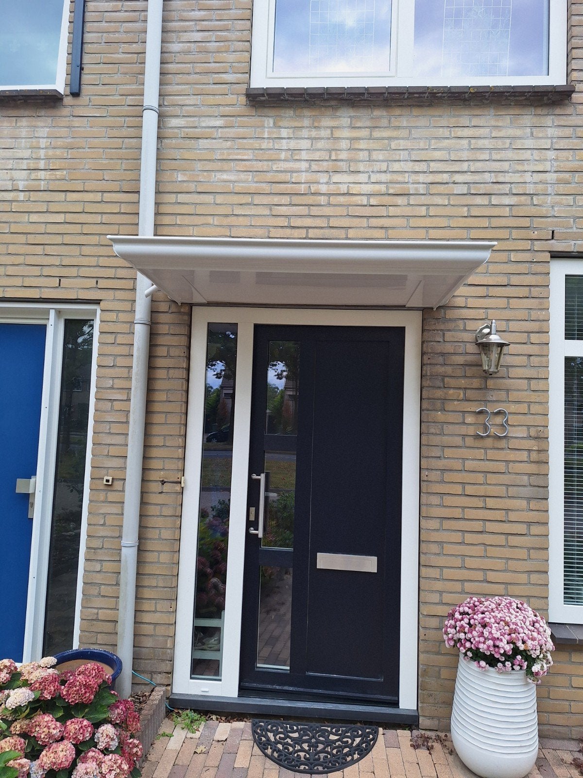 Deur luifel 160 breed wit., Tuin en Terras, Overkappingen, Ophalen