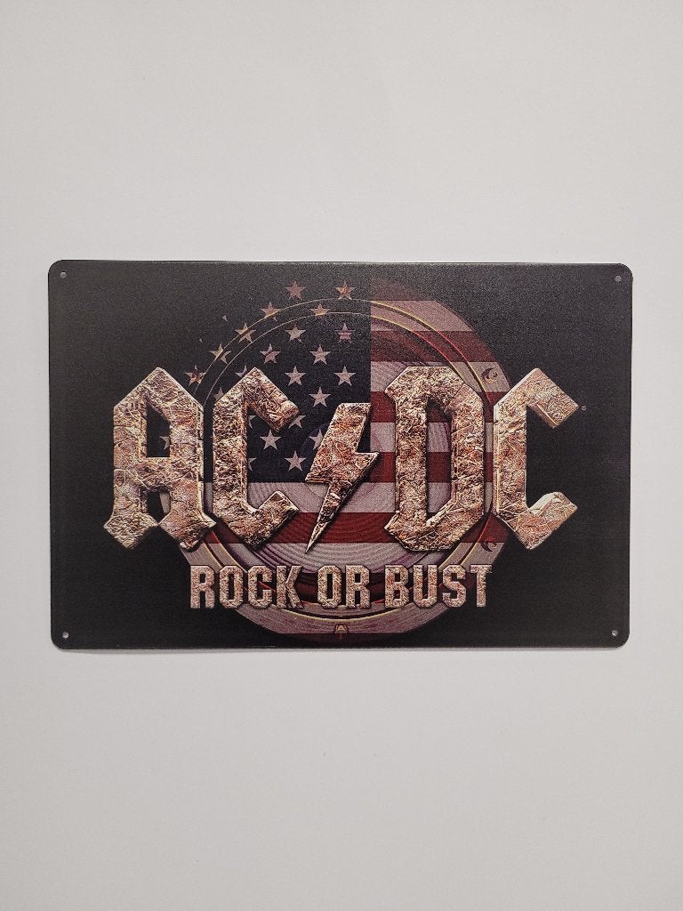 ACDC Rock or Bust reclamebord van metaal wandbord deco, Info@deconoord.nl, Deco Noord, Nieuw, Ophalen of Verzenden