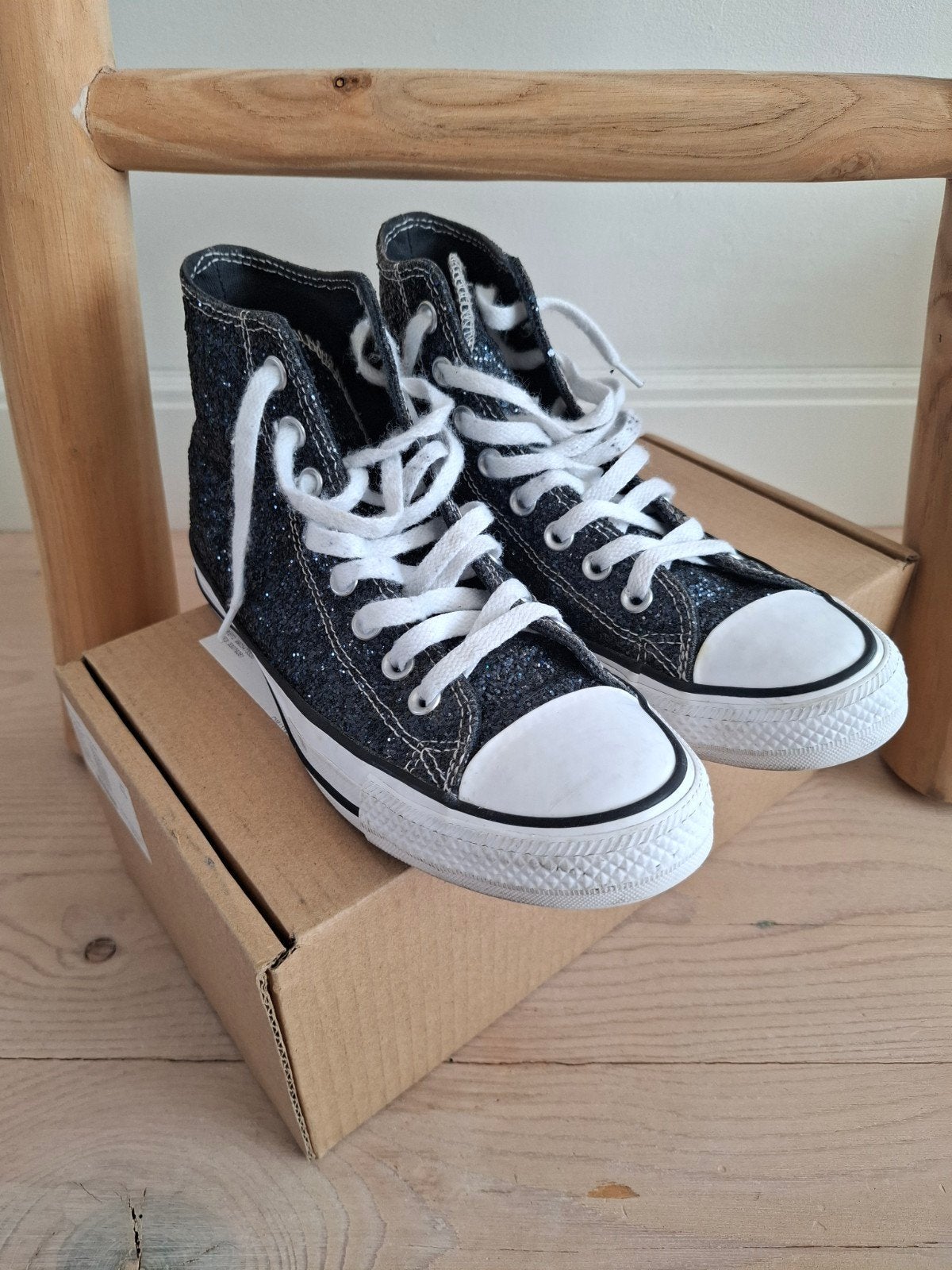 CONVERSE All Stars limited edition!! Glitter 39.5, Zwart, Ophalen of Verzenden, Converse All Stars, Sneakers of Gympen