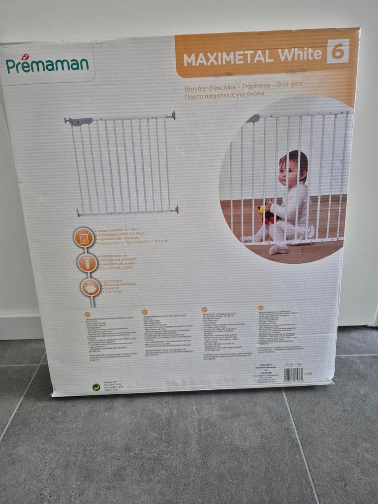 Prémaman MAXIMETAL White traphekje 73-110 cm, Kinderen en Baby's, Traphekjes, Ophalen, Nieuw, 100 tot 115 cm, Klemhekje