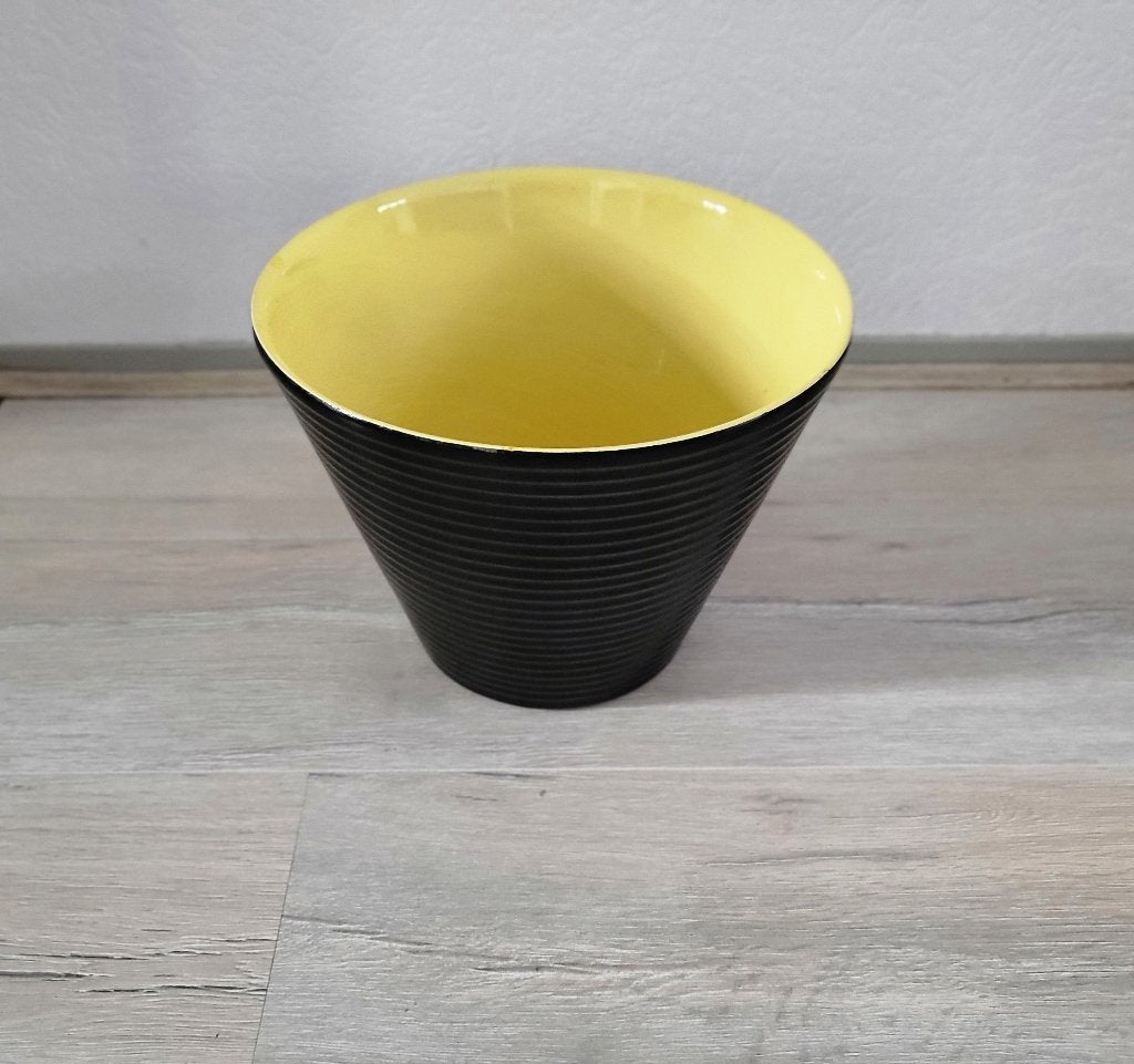 Vintage ribbel bloempot , Ophalen, Gebruikt, Rond, Aardewerk
