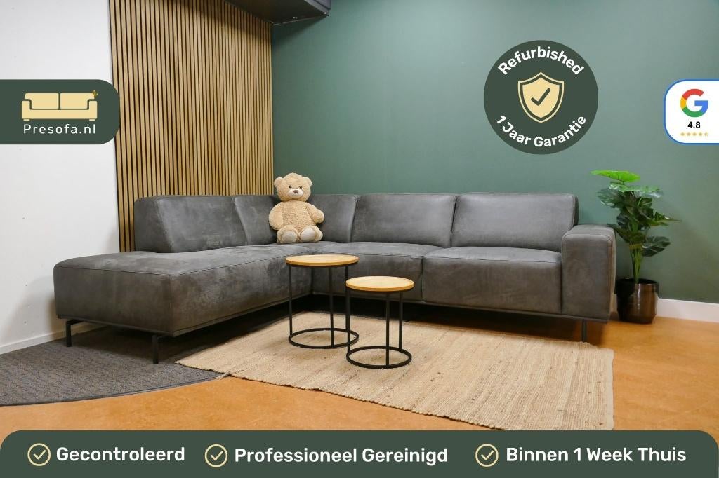 Hoekbank Pronto Pantini Microvezel Antraciet [Refurbished], Huis en Inrichting, Banken | Bankstellen, 250 tot 300 cm, Pronto, -