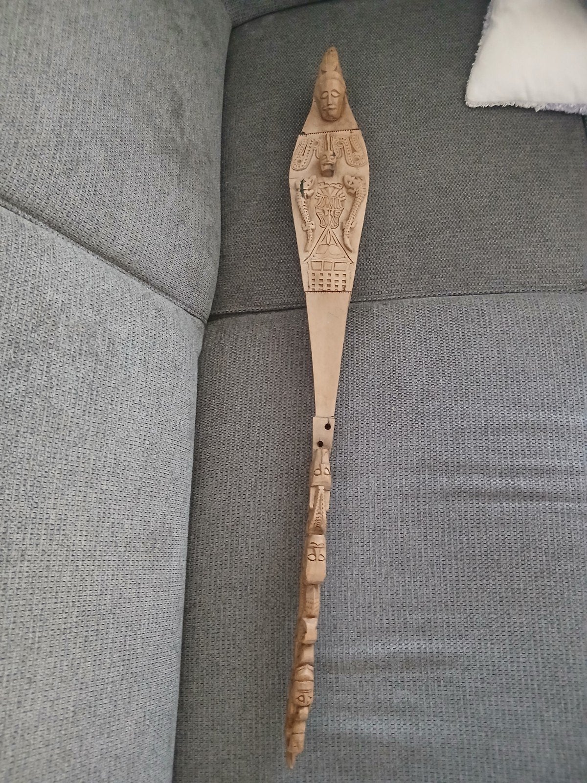 Batak Sumatra Indonesisch houten voorwerp snijwerk luit, Antiek en Kunst, Ophalen of Verzenden