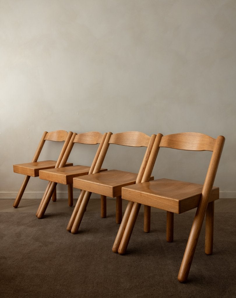 Vintage Italiaans Design Houten Eetkamerstoelen Pamio & Toso, Ophalen, Gebruikt, Bruin, Vier