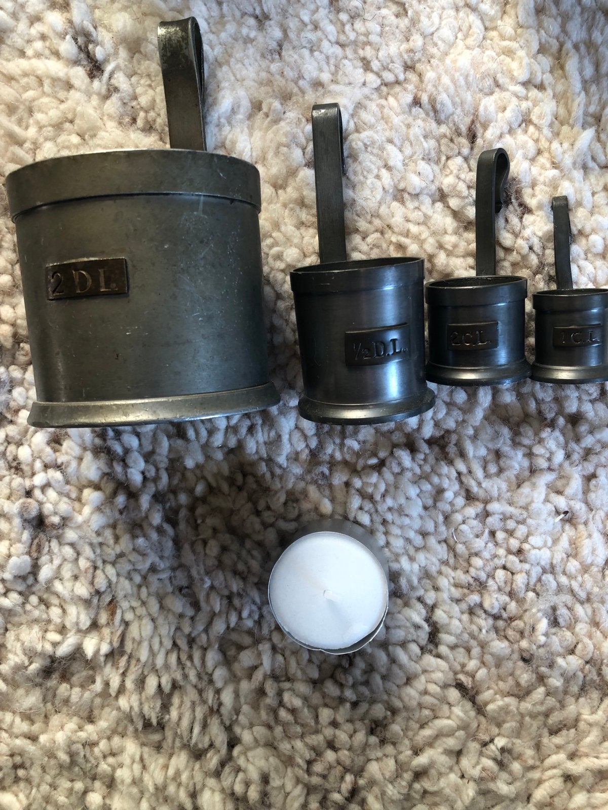 Antieke tinnen maatbekers set - 4 stuks, Antiek en Kunst, Ophalen