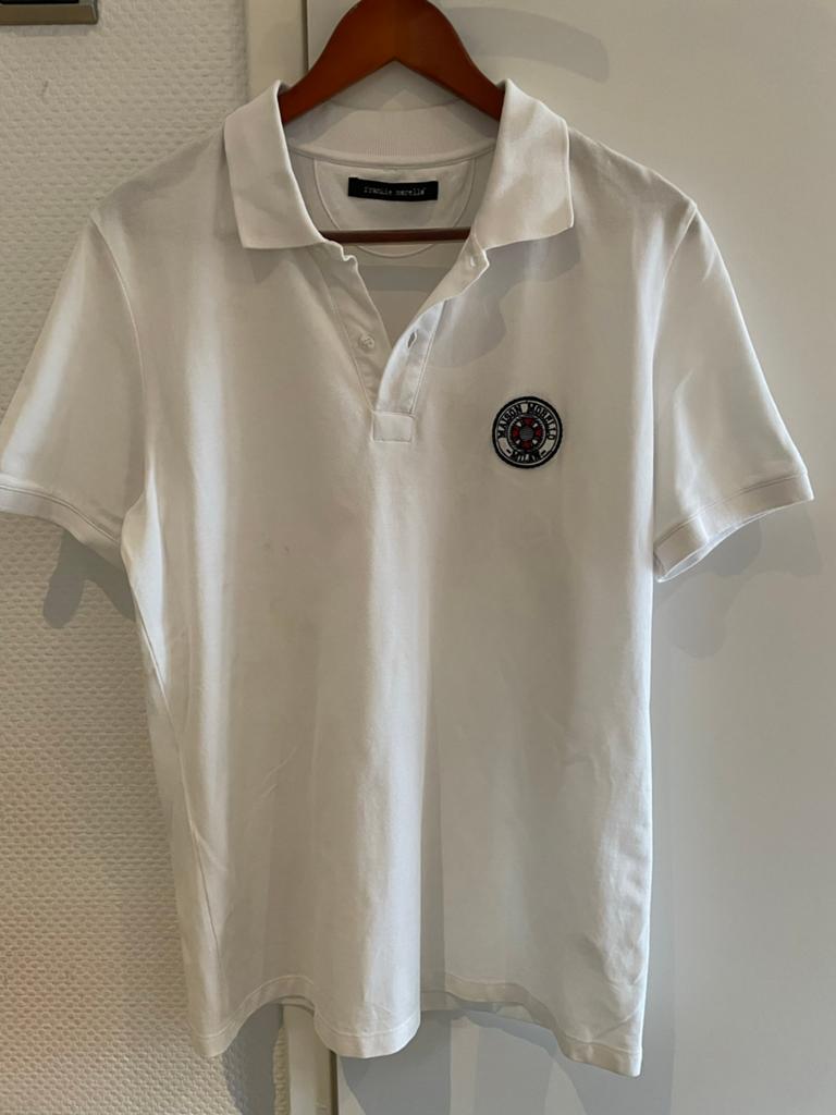 Frankie morello polo maat l met leuk embleem, Maat 52/54 (L), Wit, Ophalen of Verzenden, Zo goed als nieuw