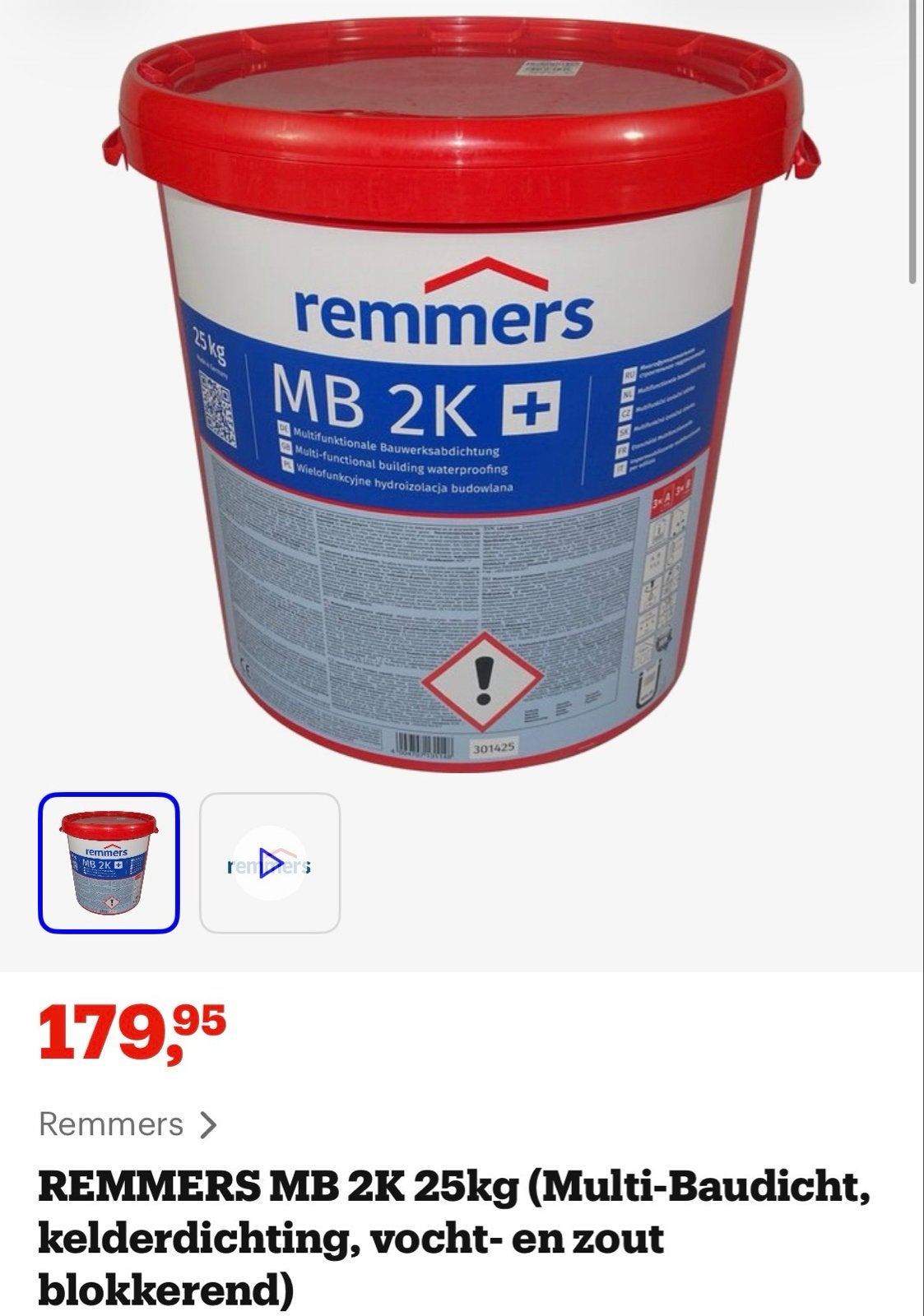 Remmers MB 2K 25kg Multifunctionele afdichtingscoating, Ophalen, Nieuw, Verf, 20 liter of meer