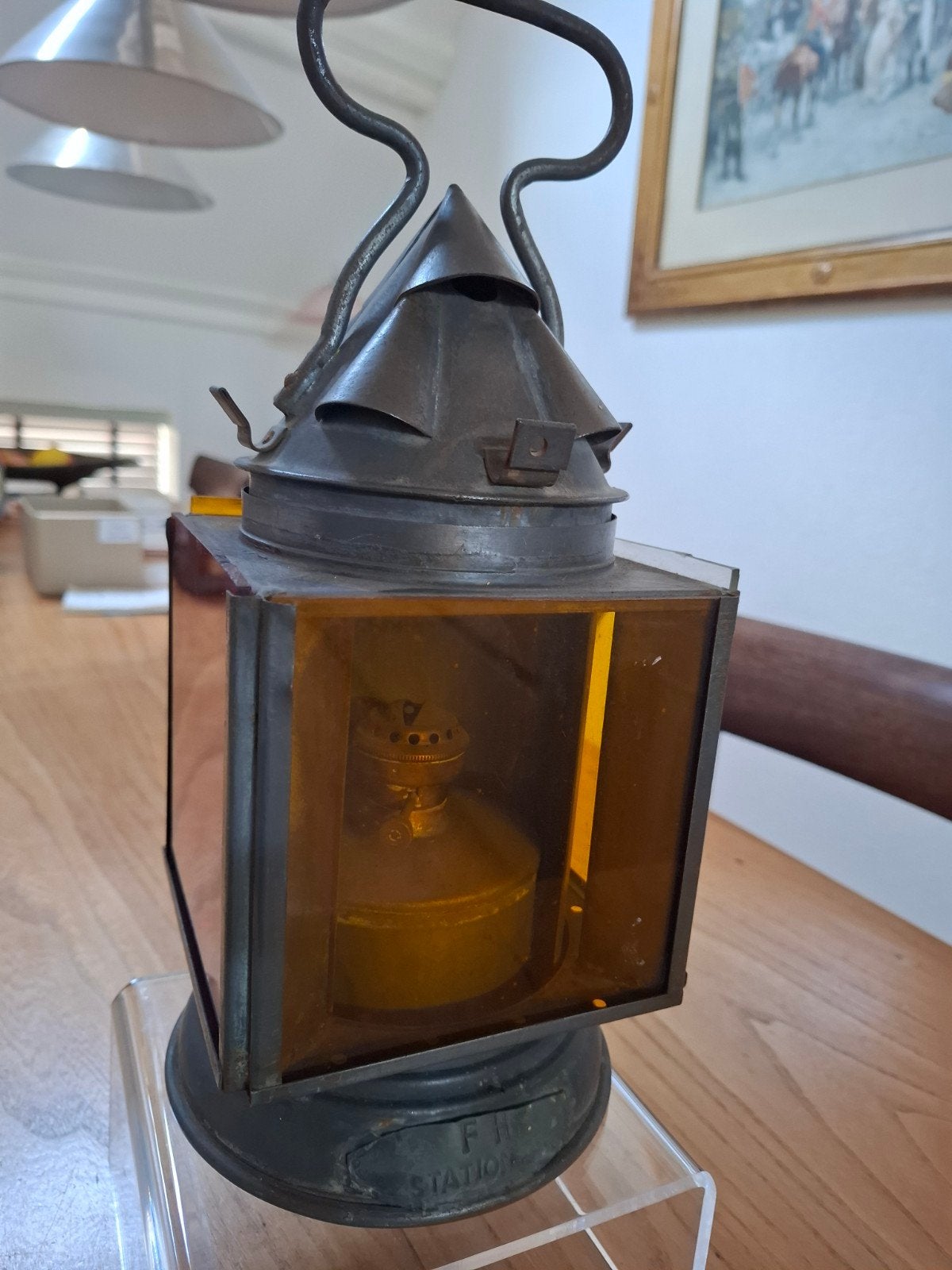 Spoorsweg lamp 40e jaren goede staat., Ophalen of Verzenden, Zo goed als nieuw, Trein, Overige typen