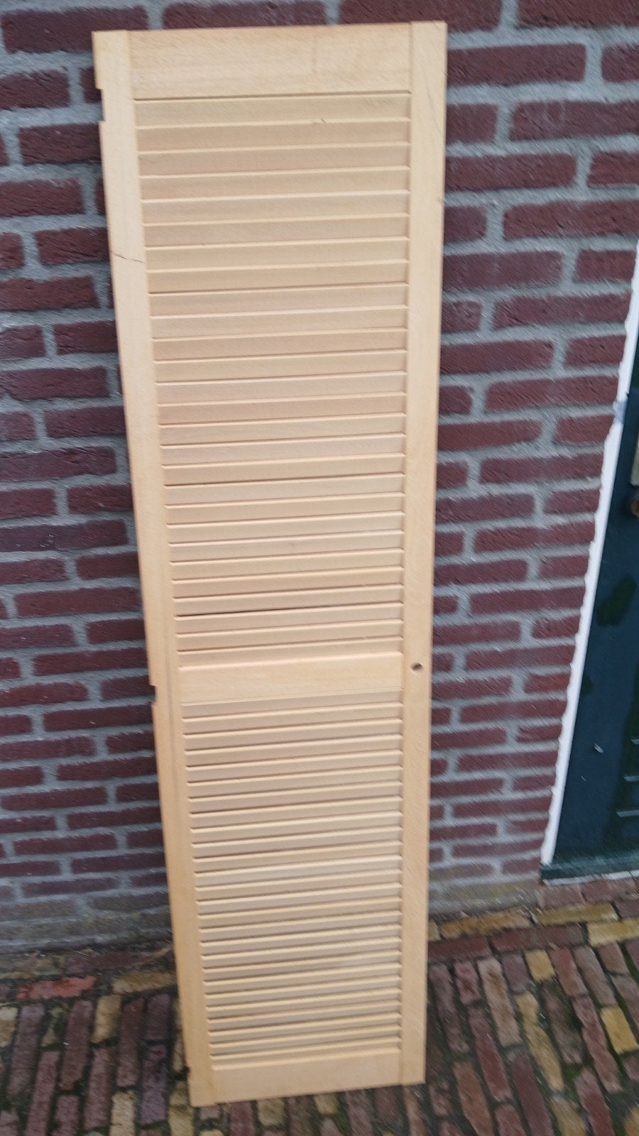 Houten louvre deur met lamellen, Doe-het-zelf en Verbouw, Ophalen, Gebruikt, Minder dan 80 cm, Binnendeur