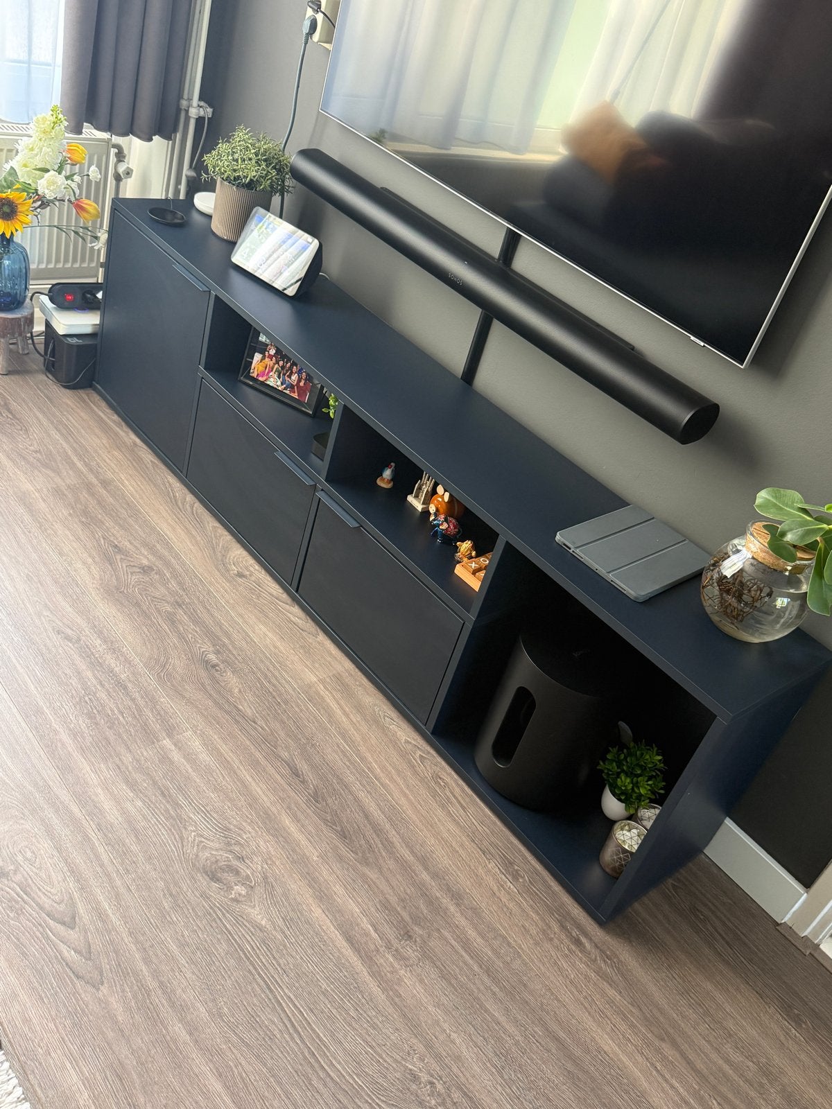 Tylko TV Meubel - Donkerblauw - 190x32 cm, Ophalen, Overige materialen, 150 tot 200 cm, Zo goed als nieuw