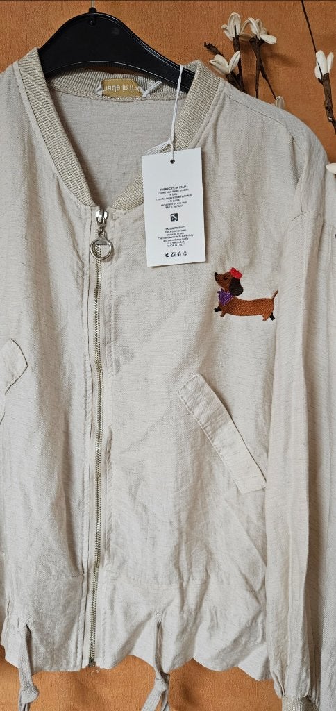 Bomberjack met rits, Kleding | Dames, Jassen | Zomer, Verzenden, Beige, Onbekend., Maat 42/44 (L)