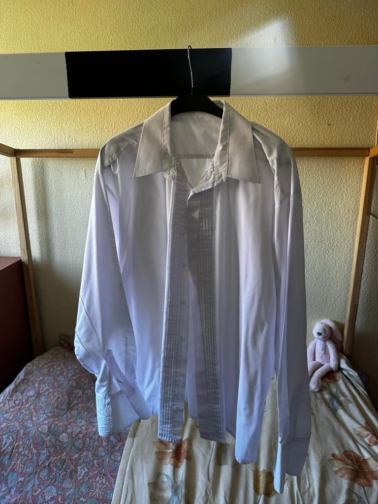 Witte heren blouse XL, Ophalen of Verzenden, Zo goed als nieuw, Wit, Halswijdte 43/44 (XL)