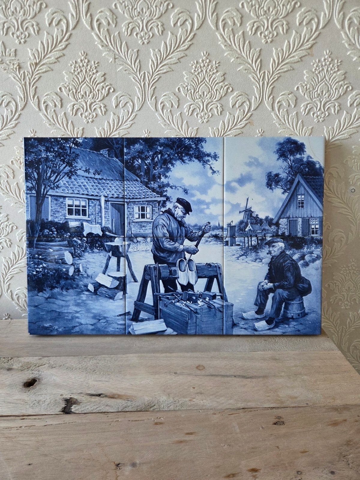 Delfts blauw tegeltableau: Klompenmaker, Ophalen