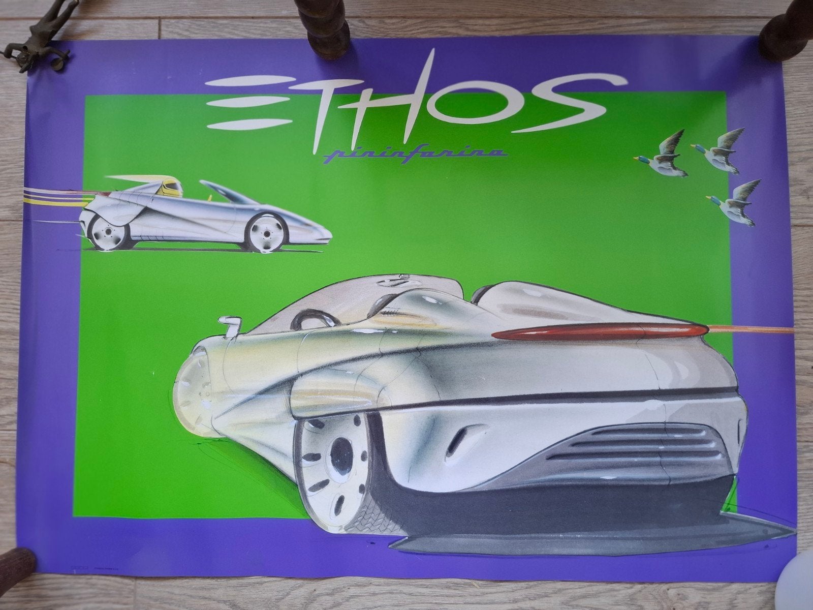 Ethos Pininfarina. 2 Papieren posters.  68/48. € 5,--, Ophalen of Verzenden