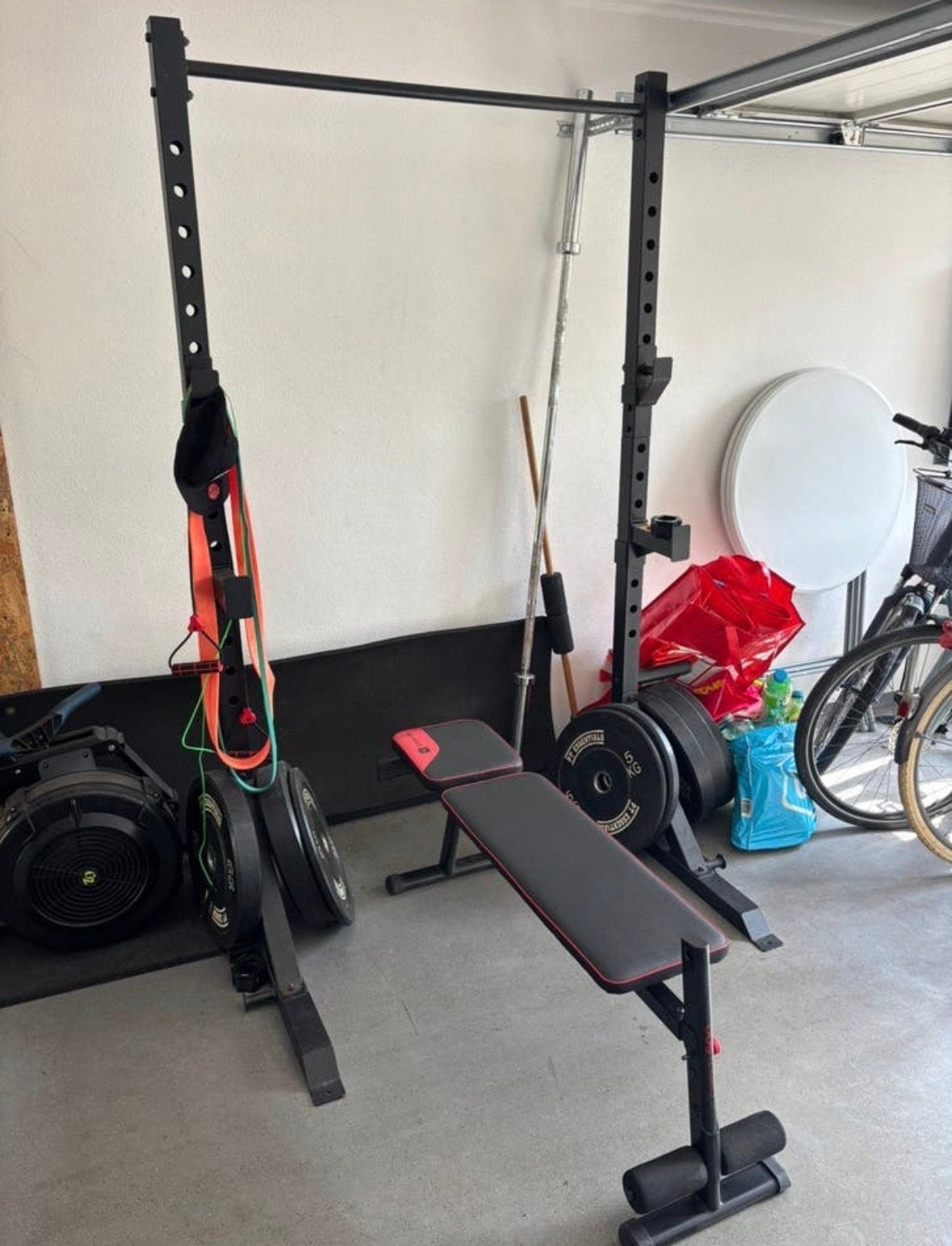 Squat Rack met Fitnessbank, Ophalen, Gebruikt, Fitnessbank