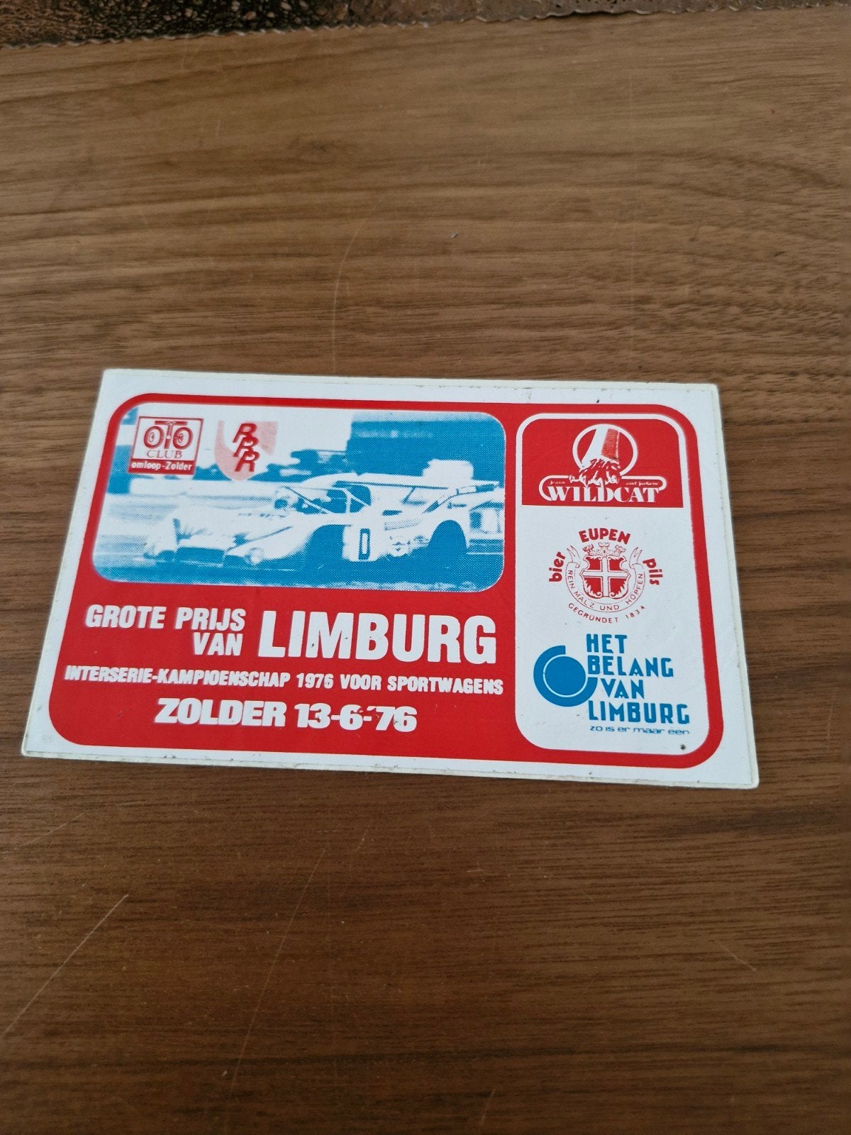 354 Sticker Grote Prijs van Limburg Zolder 1976, Ophalen of Verzenden, Zo goed als nieuw, Auto of Motor