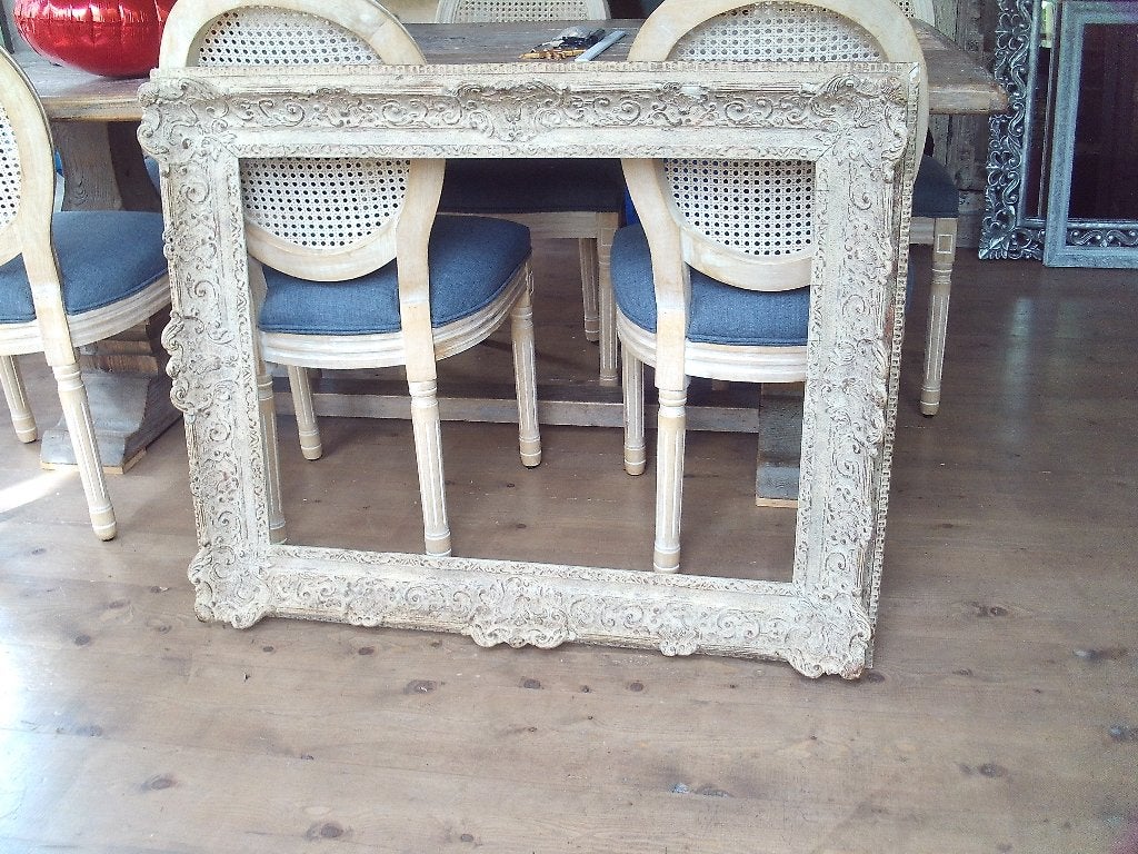 Oude brocante lijst van hout en gips, 103x83 cm, Huis en Inrichting, Ophalen, Schilderijlijst, Met sierrand, 103 cm