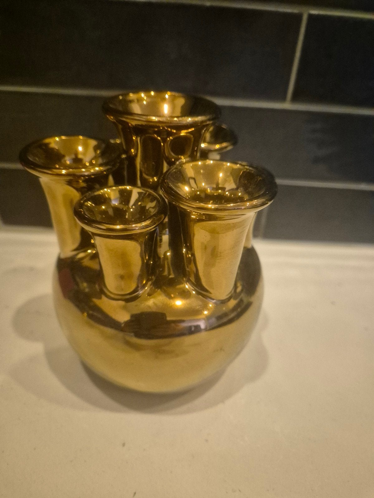 Gouden Blokker Tulpenvaas Chique Keramiek, Ophalen of Verzenden