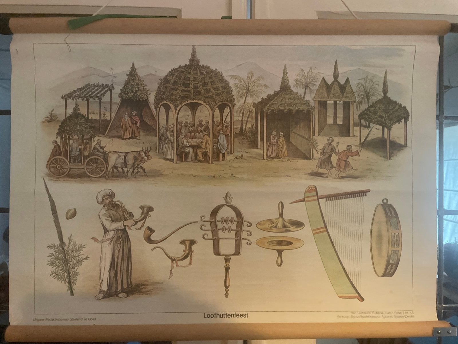 Vintage Schoolplaat Loofhuttenfeest (Sukkot), Ophalen of Verzenden