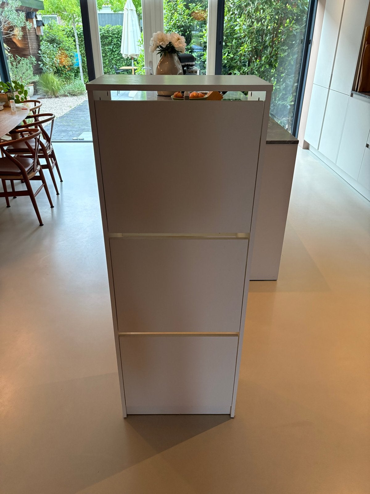 Witte schoenenkast met 3 vakken - 135x49x28cm, Huis en Inrichting, Kasten | Schoenenkasten, Ophalen, Gebruikt