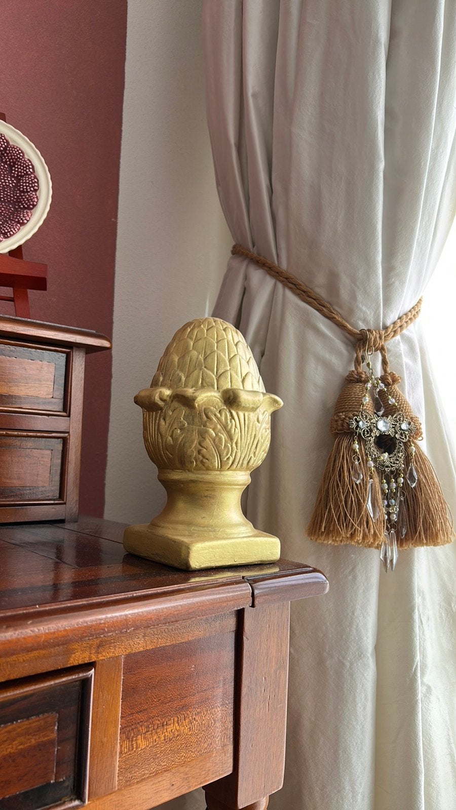 Goudkleurig ornament dennenappel 21cm, Huis en Inrichting, Woonaccessoires | Overige, Ophalen of Verzenden, Zo goed als nieuw