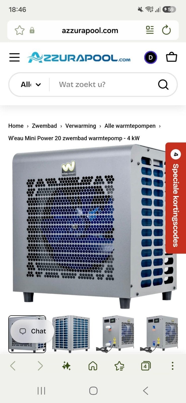 W'eau Mini Power 20 zwembad warmtepomp - 4 kW, Tuin en Terras, Zwembaden, Ophalen, Minder dan 80 cm, Overige typen, Vierkant