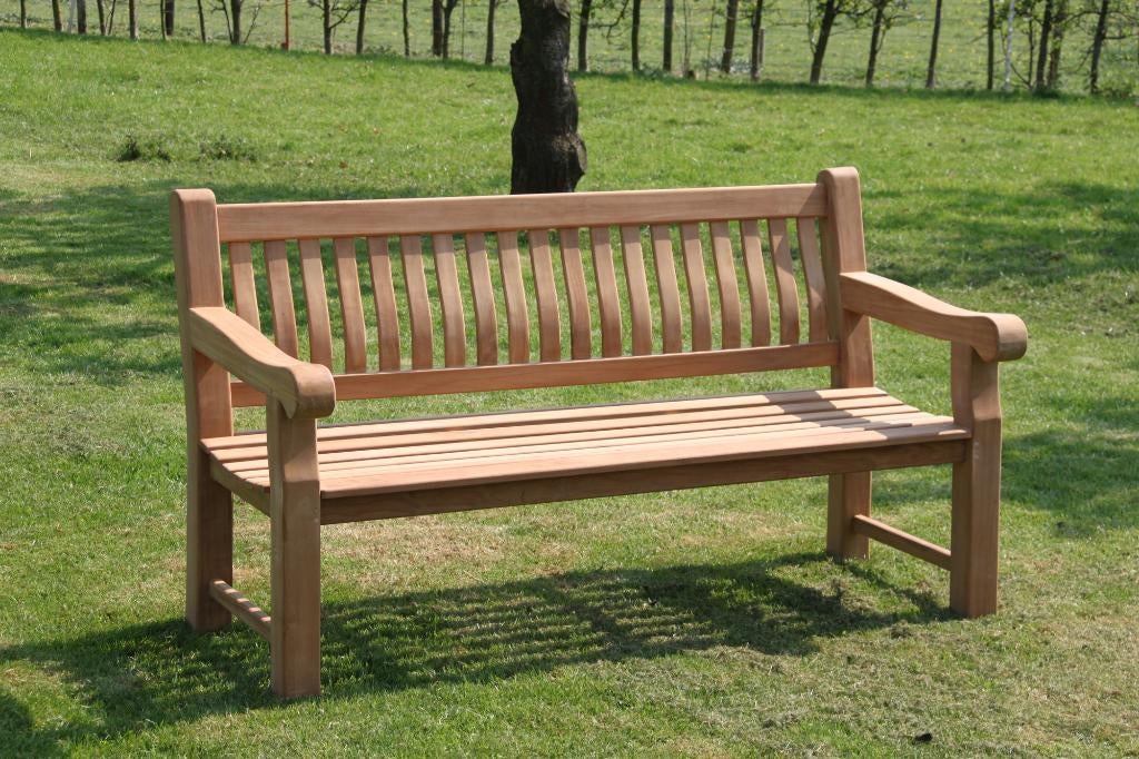Robuuste teak tuinbank 166 cm 5 cm dik, Tuin en Terras, Tuinbanken, Ophalen of Verzenden, Nieuw, Teakhout
