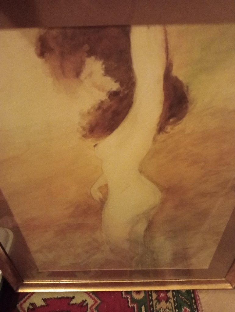 tekening naakte vrouw, Ophalen, Tekening, Gemengde techniek, Gesigneerd