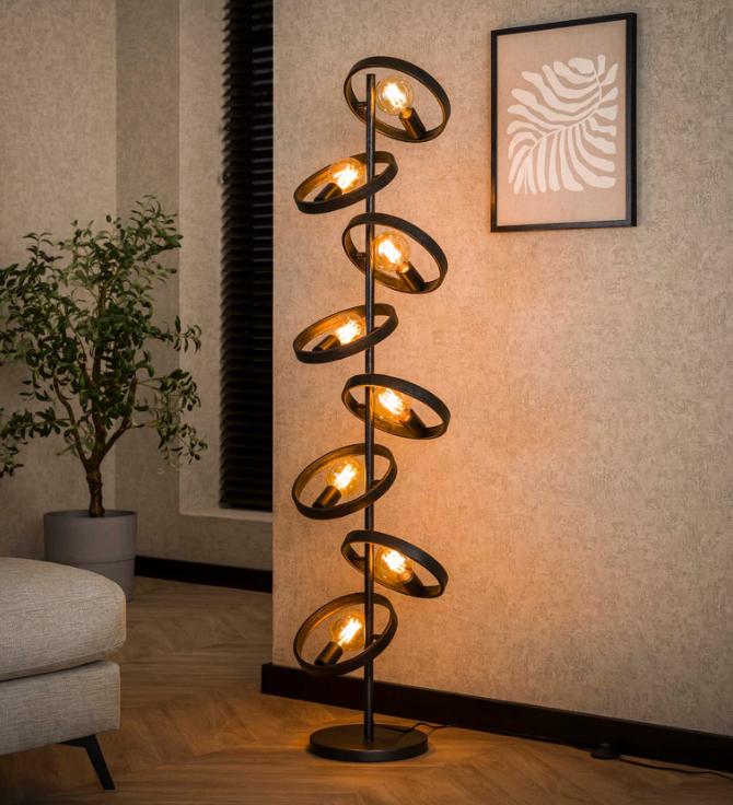 Vloerlamp Glas - Nieuw - Smoke - Amberglas - Webshop, Contact@fannur.com, Verzenden, Anthonetta Kuijlstraat 49, 3066 GS, Rotterdam
