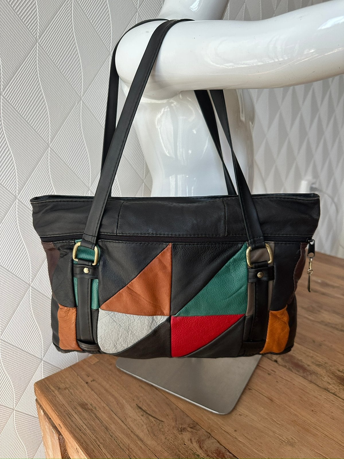Tas, Vintage, leer, Ophalen of Verzenden, Gebruikt, Overige kleuren