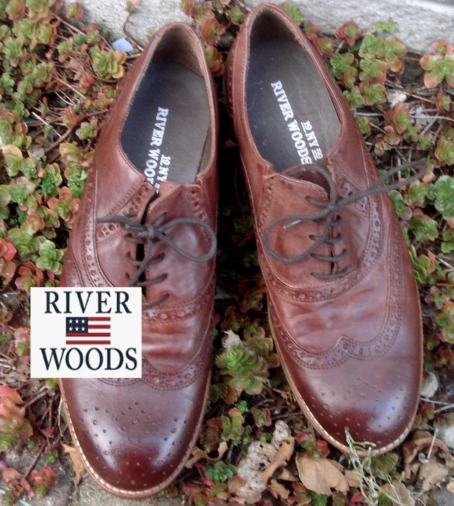 RIVER WOODS 😎GLADLEREN brogues maat 43, Bruin, Verzenden, Zo goed als nieuw, River Woods