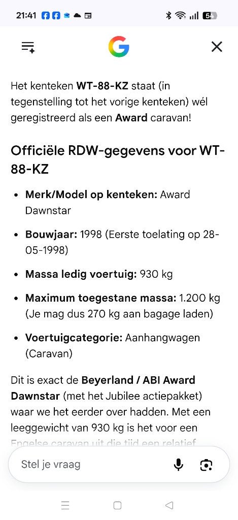Super gave Dawnstar Award Jubilee caravan 2 personen, Caravans en Kamperen, Standaardzit, Tot en met 2, 750 - 1000 kg, Particulier