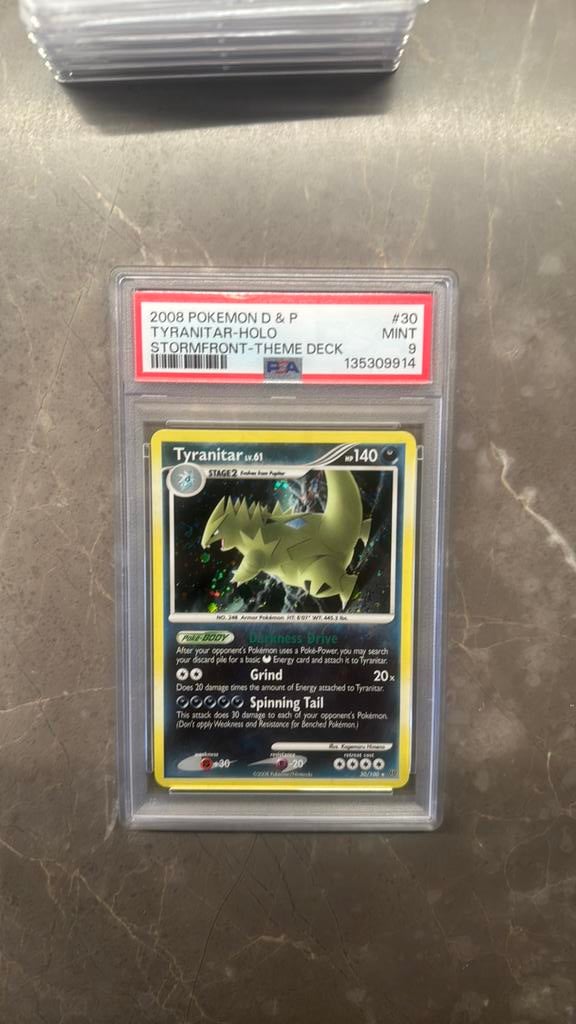 Pokemon D&P Stormfront Theme Deck Tyranitar Holo PSA 9, Ophalen of Verzenden, Zo goed als nieuw