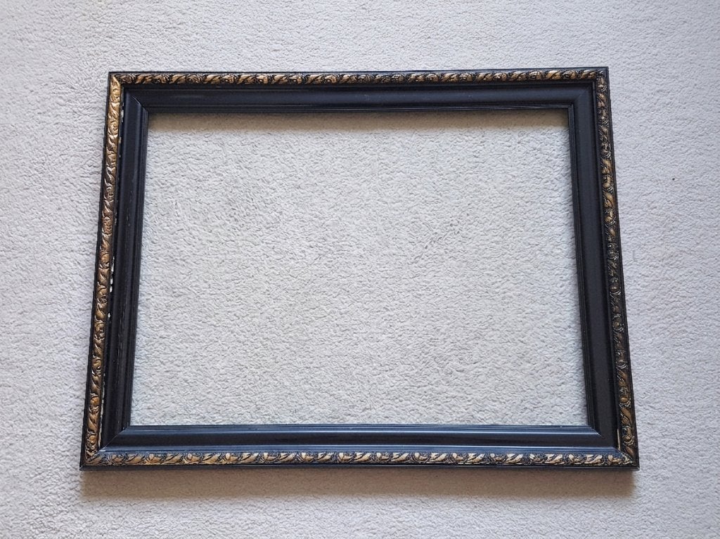 Antieke Lijst – Zwart met Goud – 58,5 x 45,5 cm, Gebruikt, Schilderijlijst, Ophalen of Verzenden, 46 cm