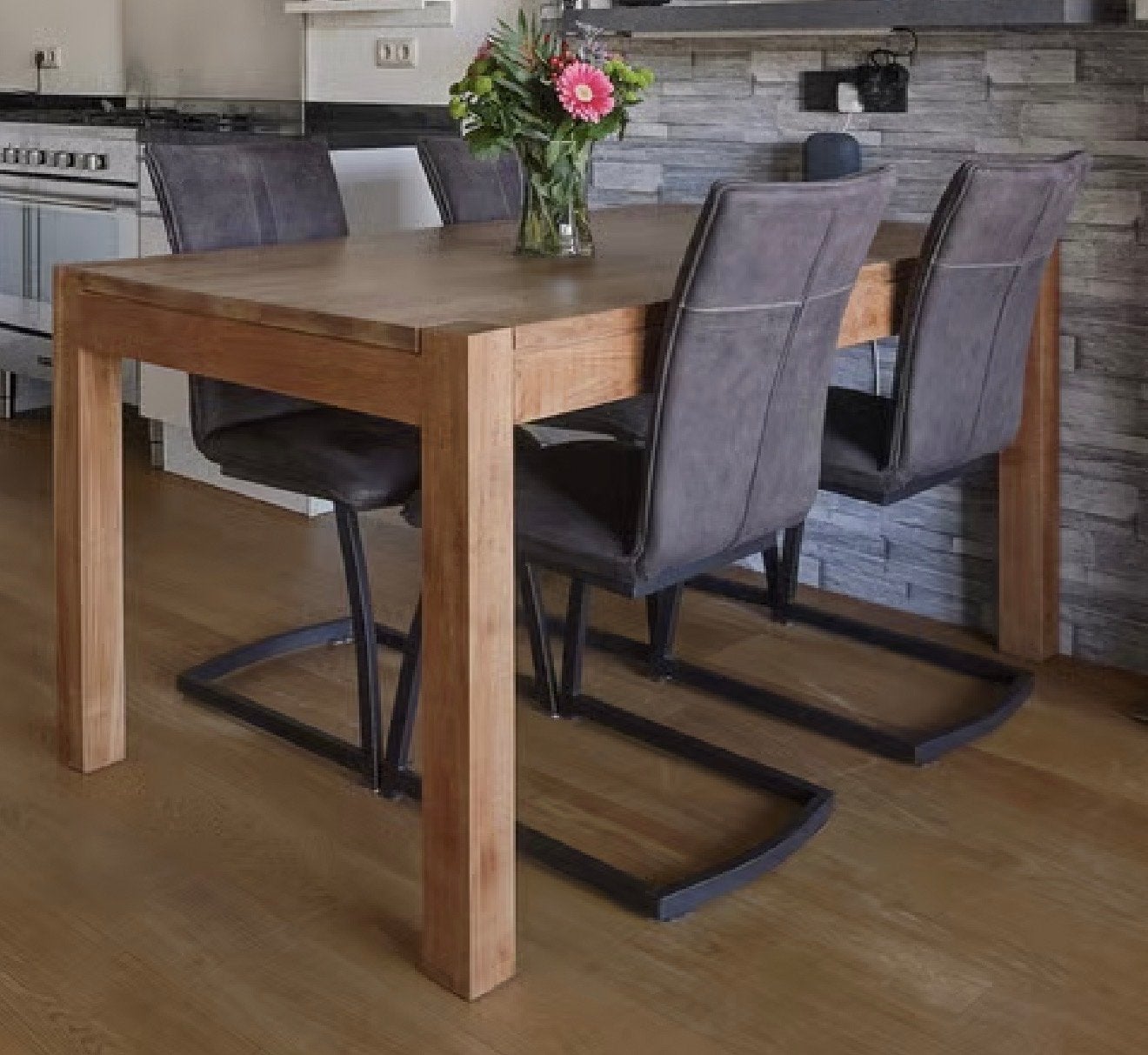 Robuuste eettafel - Eikenhout, Huis en Inrichting, Tafels | Eettafels, Ophalen, Gebruikt, Eikenhout, 50 tot 100 cm