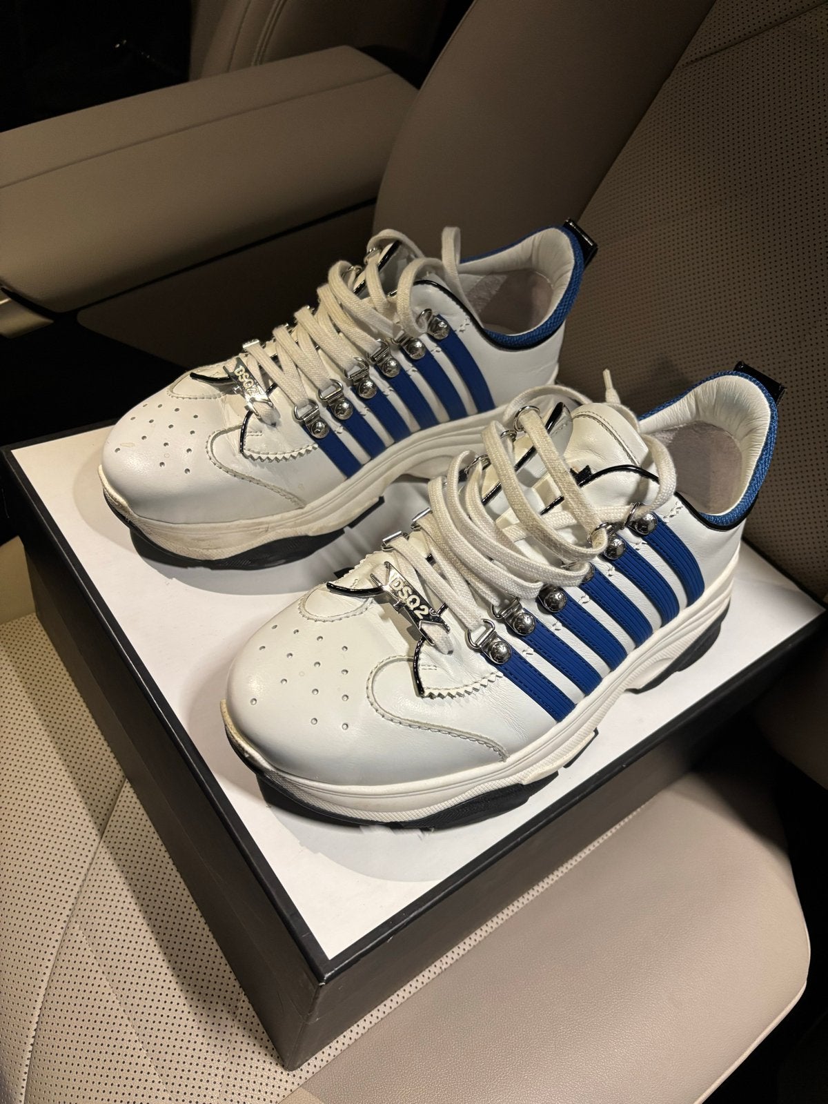 Dsquared2 Sneakers Maat 42 - Wit/Blauw, Ophalen of Verzenden, Nieuw, Wit, Sneakers of Gympen