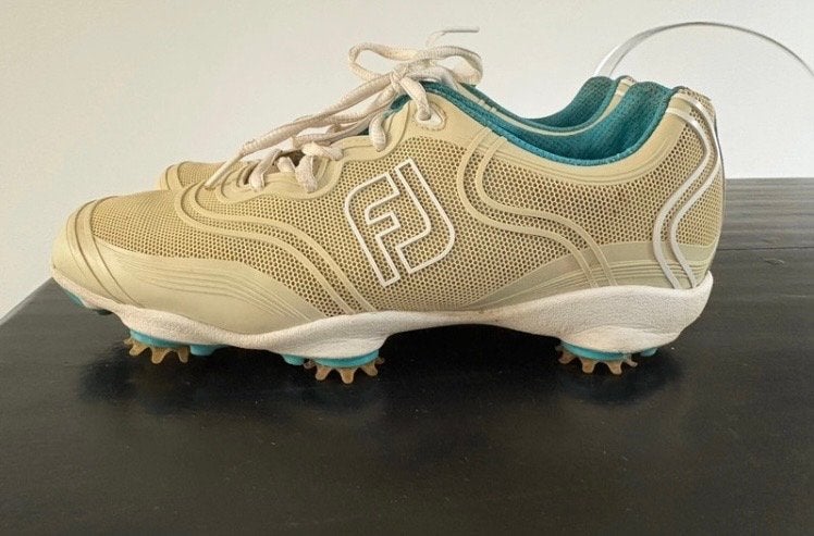 FootJoy golfschoenen dames, maat 38, beige/turquoise, Ophalen of Verzenden, Zo goed als nieuw, Schoenen, Overige merken