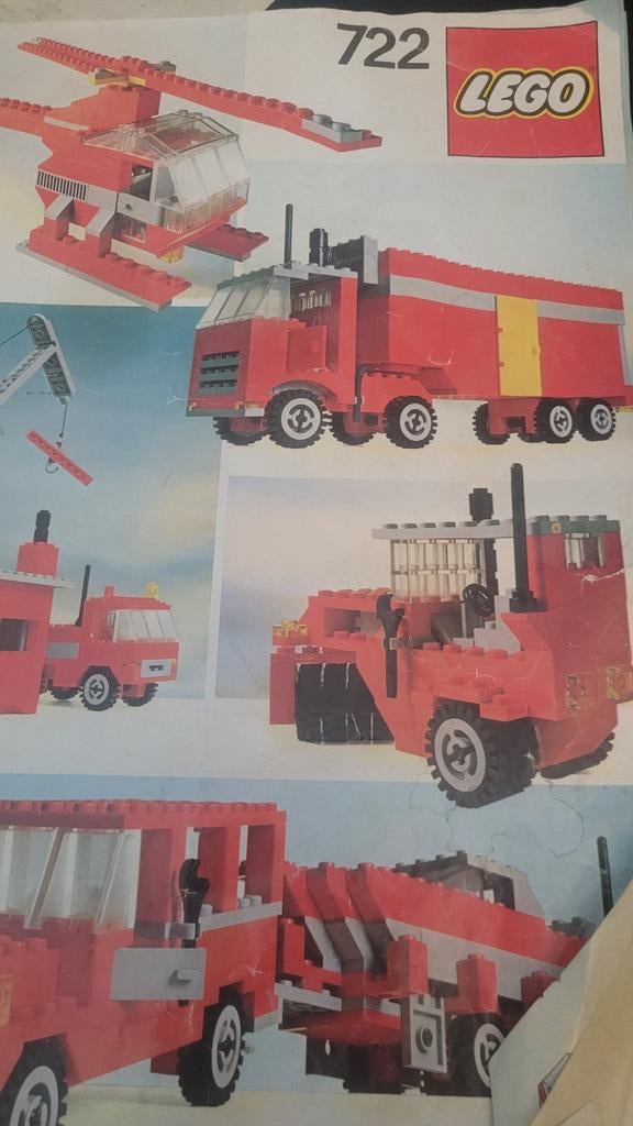 Vintage LEGO System 722: Brandweer Voertuigen & Helikopter, Lego, Ophalen of Verzenden, Complete set, City