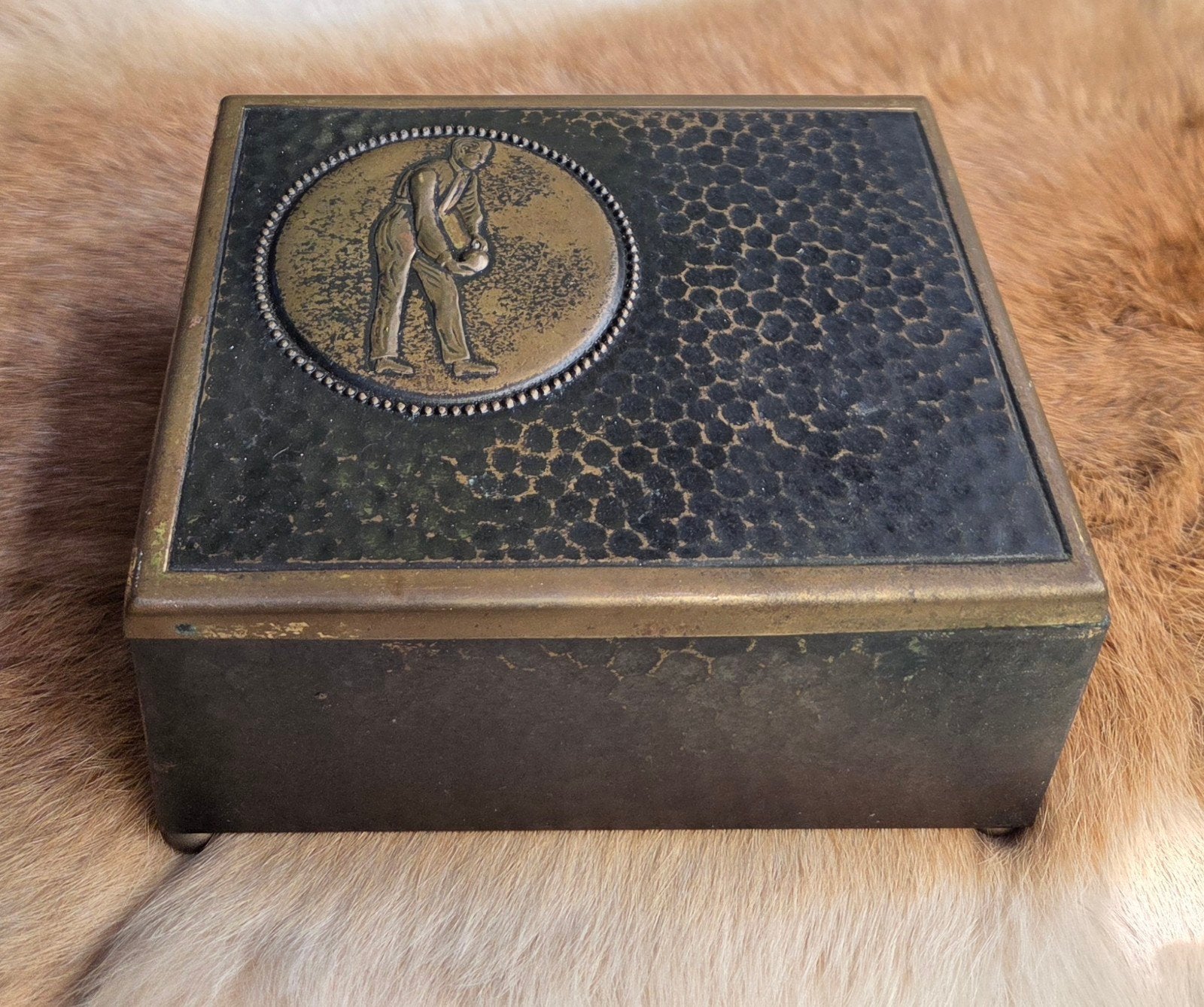Antieke Art Deco Humidor / Sigarendoos – 'Bowler / Kegelaar', Antiek en Kunst, Ophalen of Verzenden