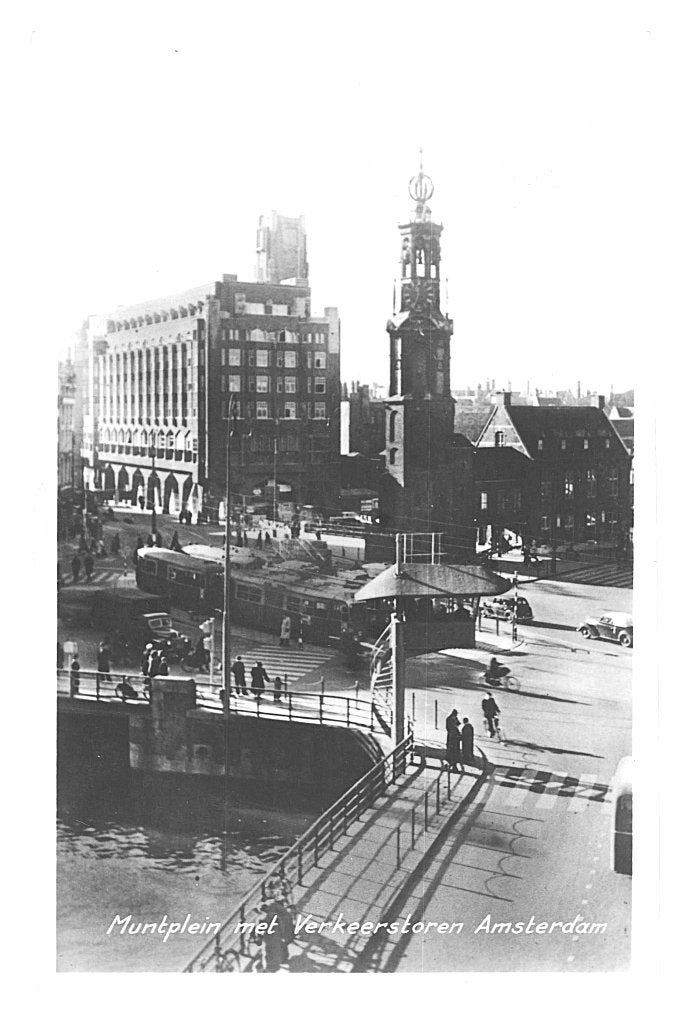 968560	Amsterdam	Muntplein	met Vekeerstoren	1950	Gelopen, Ophalen of Verzenden, 1940 tot 1960, Gelopen, Noord-Holland