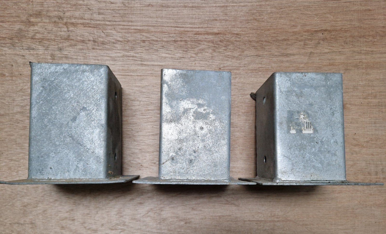 3 paalhouders 9x9cm gegalvaniseerd, Minder dan 100 cm, Ophalen of Verzenden, Zo goed als nieuw, Minder dan 100 cm