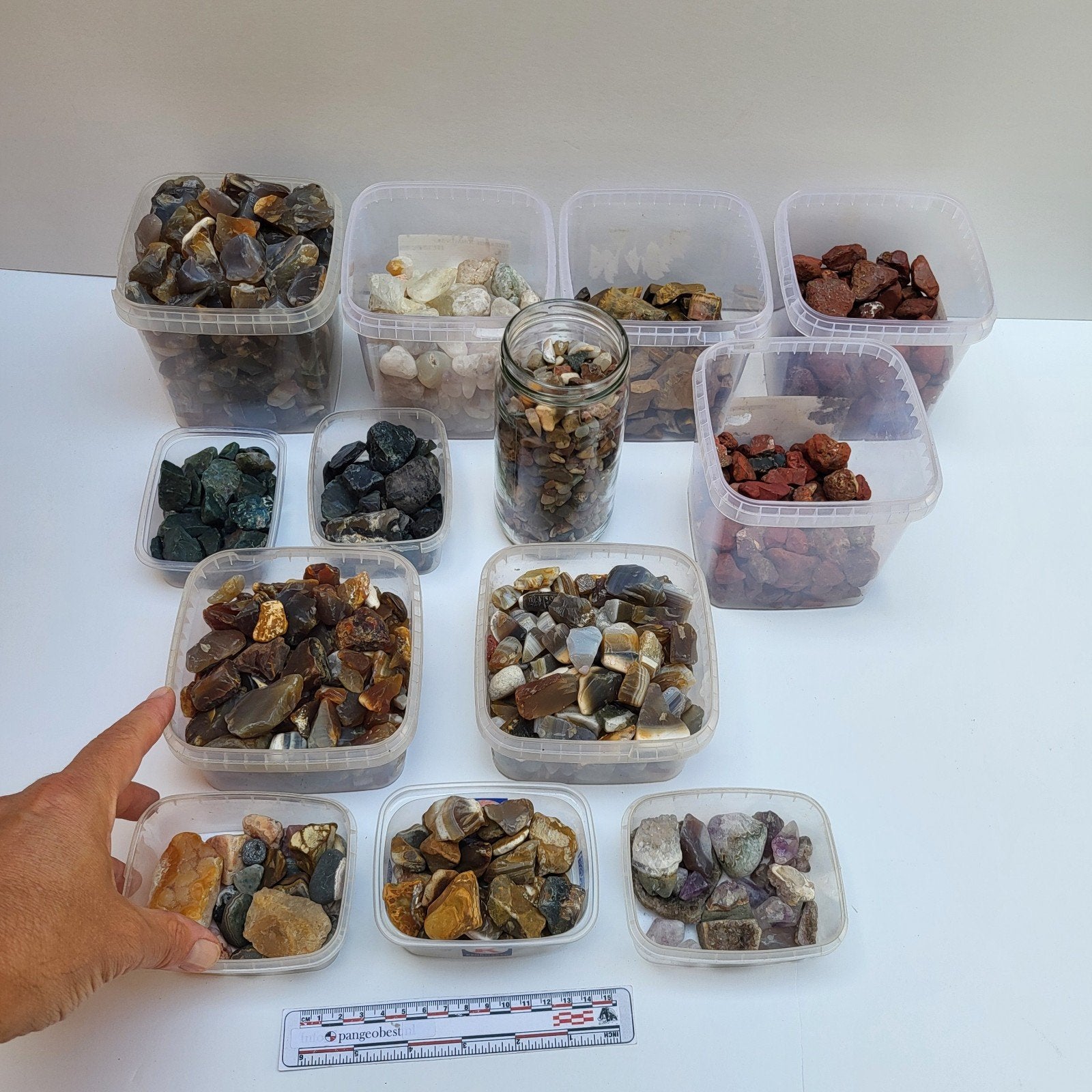 lot mineralen uit Idar Oberstein slijp afval agaat tijgeroog, Ophalen of Verzenden